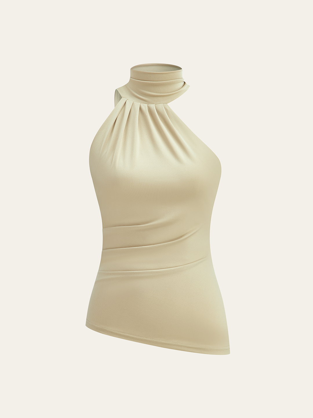 Asymmetrical Halter Neck Ruched Top