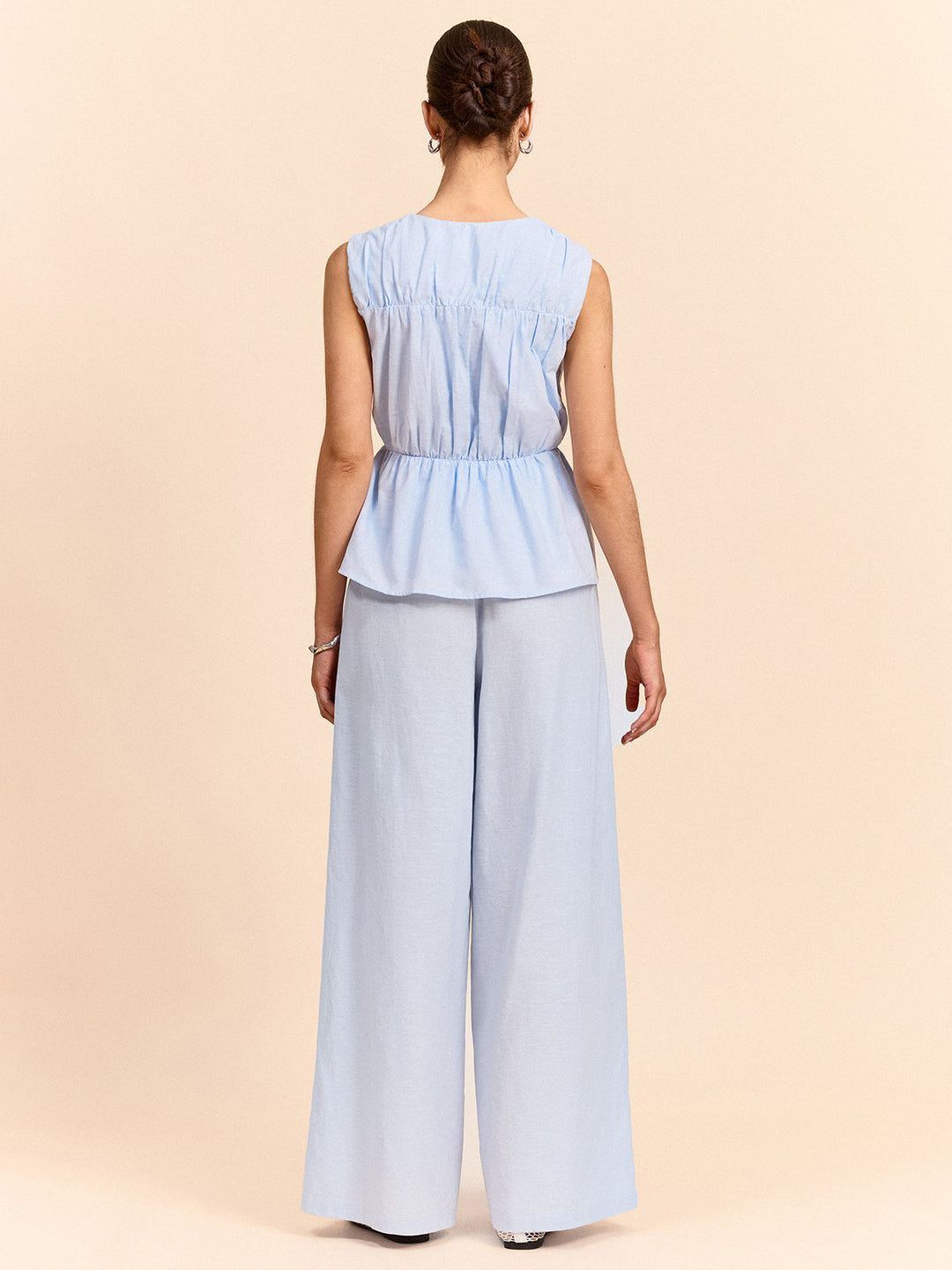 Tie-Front Linen & Cotton Pants Set