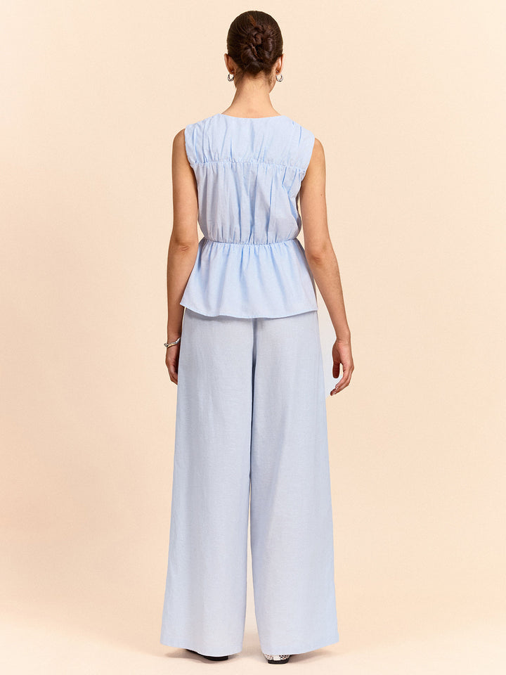 Tie-Front Linen & Cotton Pants Set