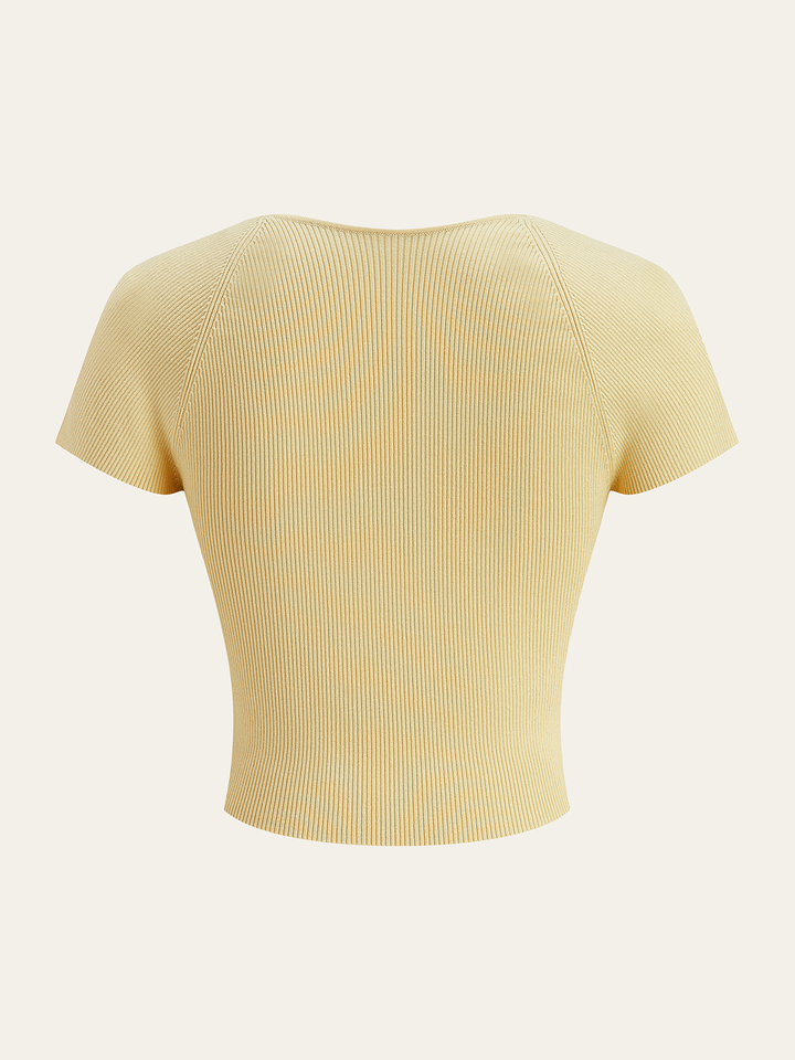 Ribbed Knit Square Neck Crop Top