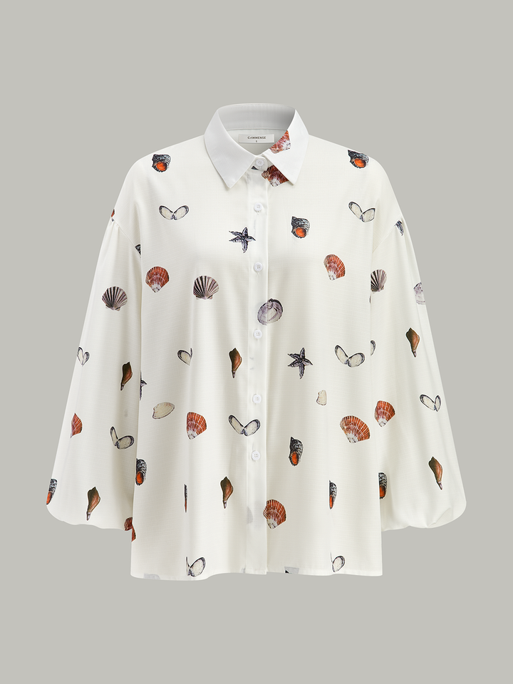 Belted Seashell Print Shorts Set