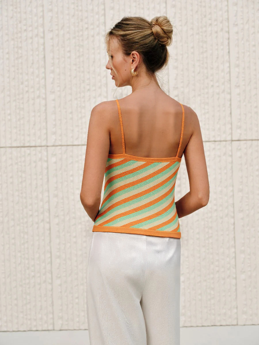 Striped Backless Tank Top