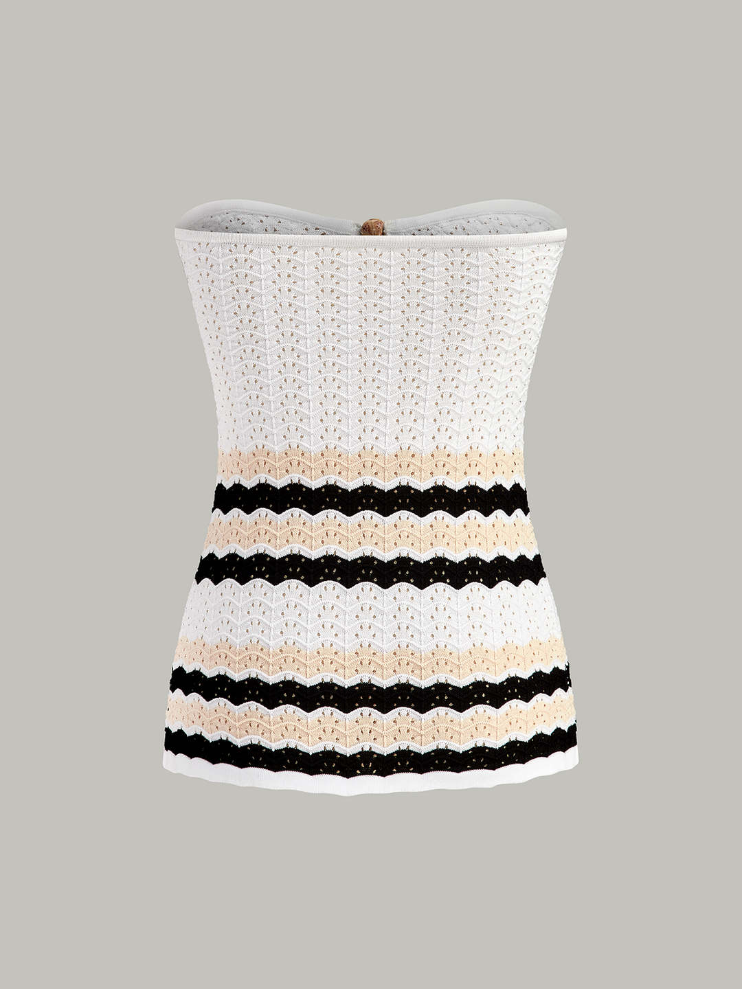Striped Hem Strapless Knit Top