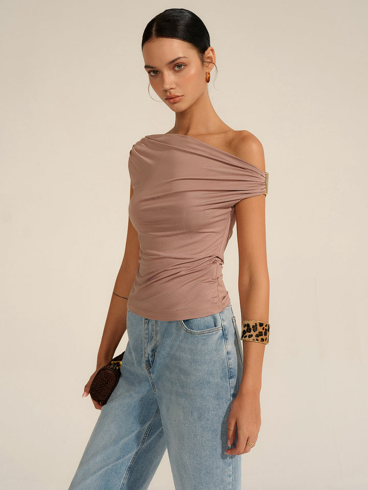 Ruched One-Shoulder Top