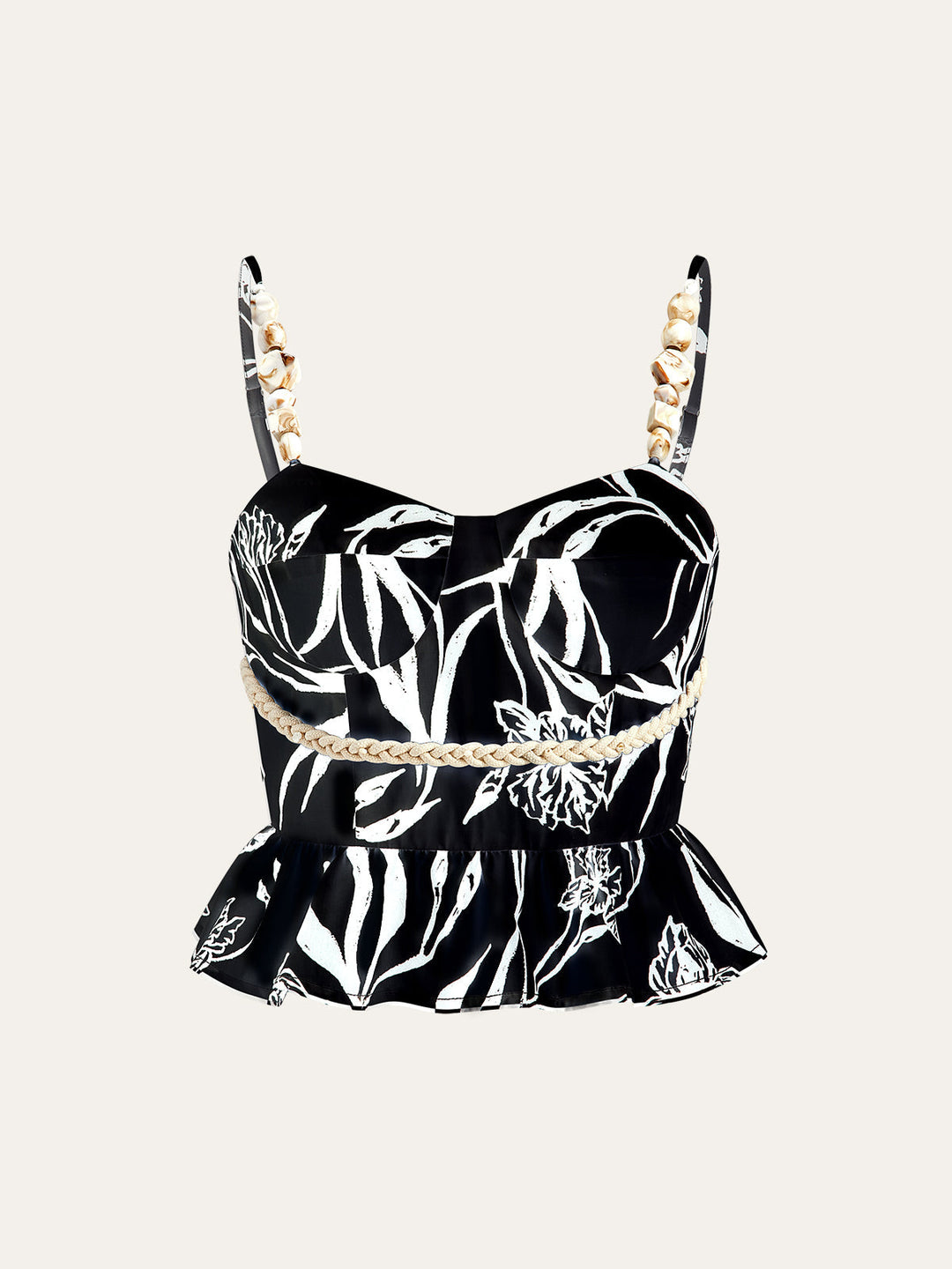 Floral Print Peplum Top With Shorts Set