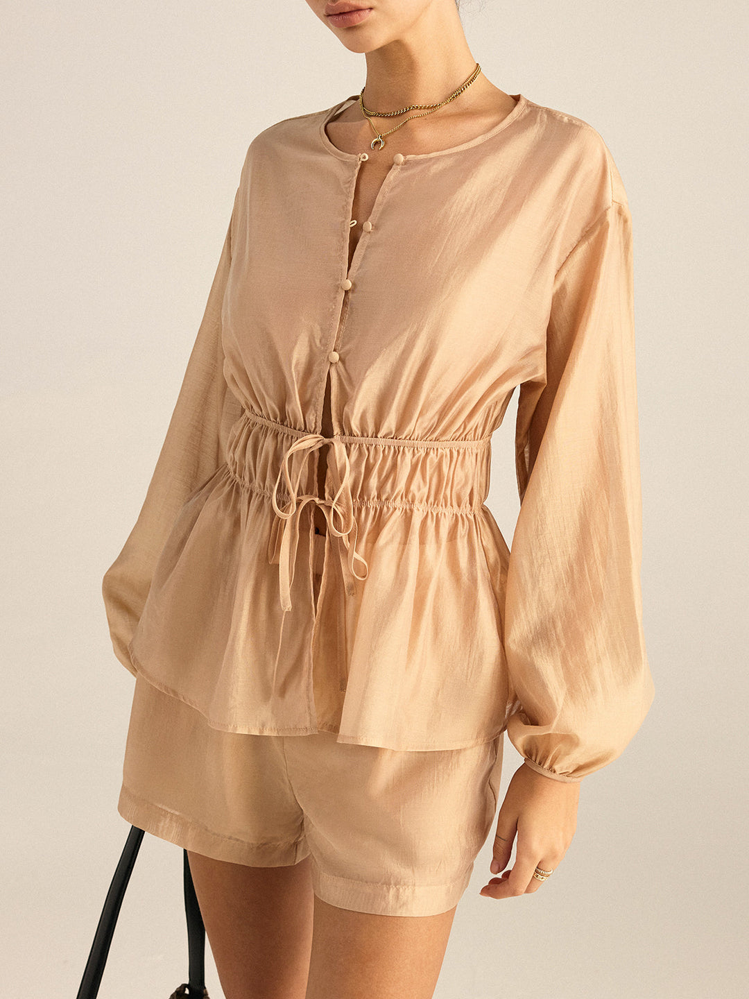 Tencel Tie-Waist Top and Shorts Set
