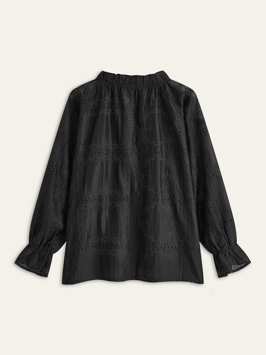 Embroidery Detail Long Sleeve Shorts Set