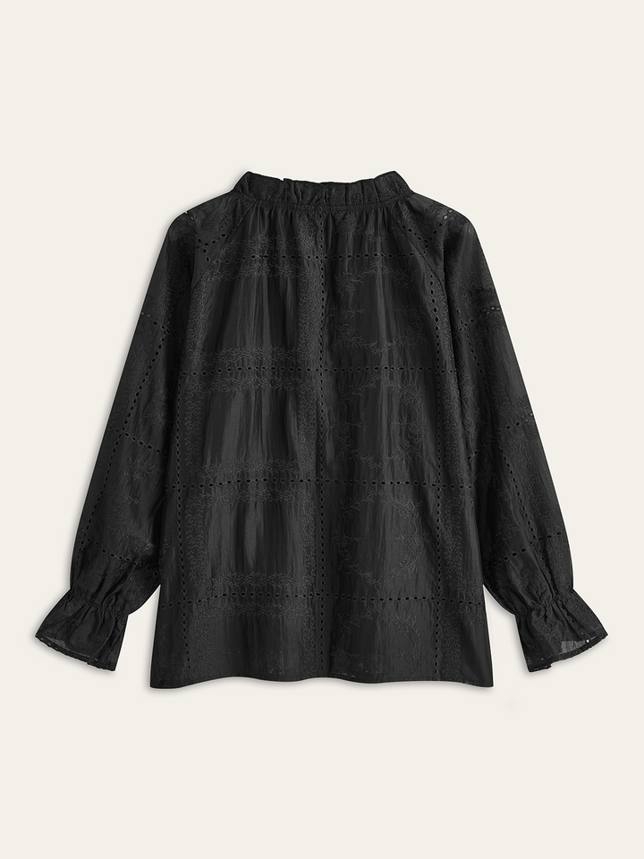 Embroidery Detail Long Sleeve Shorts Set