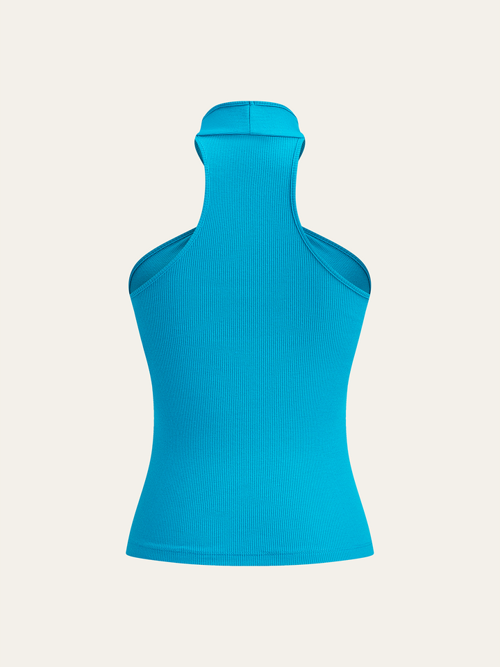 Ribbed Halter Neck Knot Top