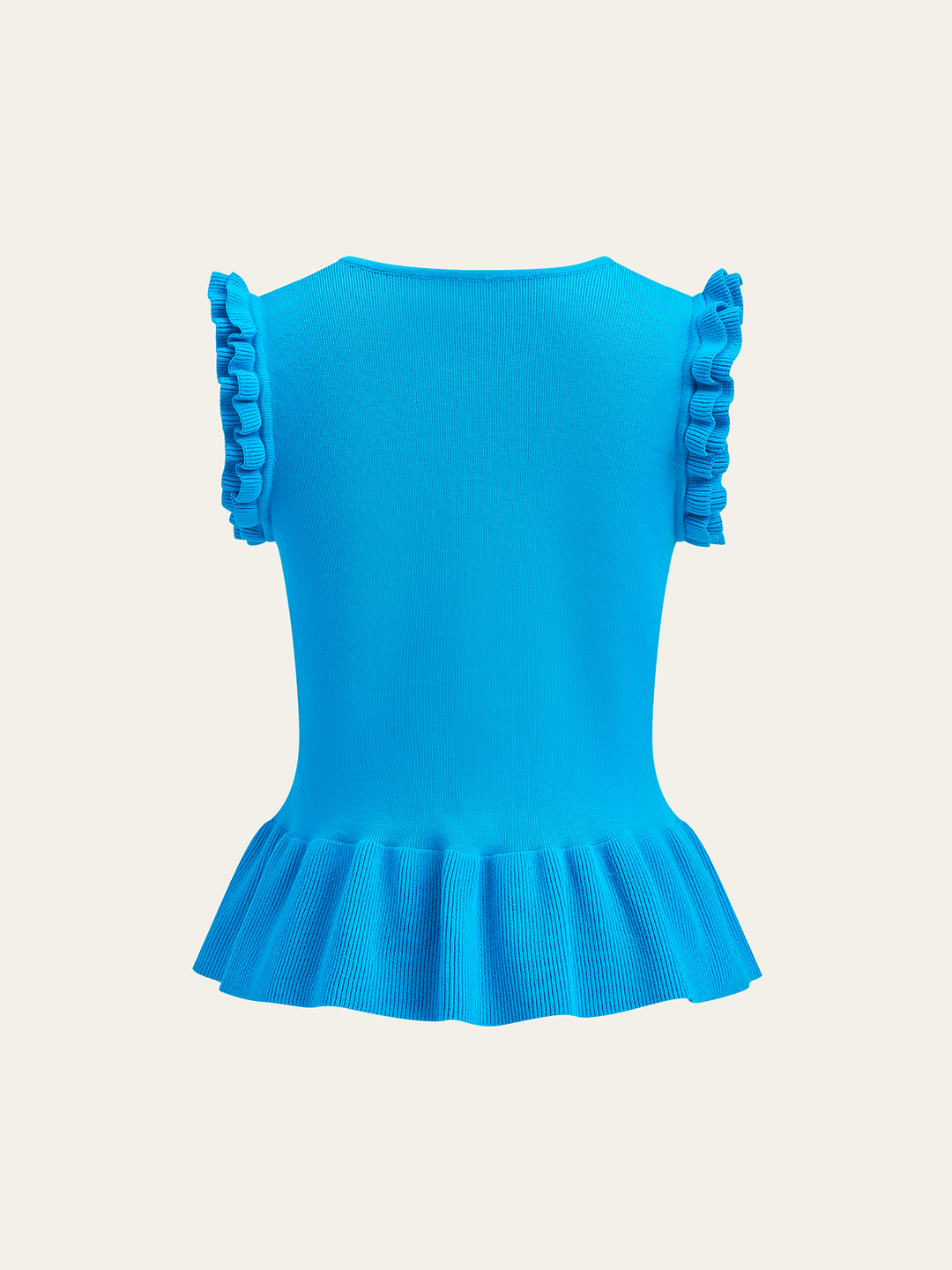 Ruffled Sleeve Peplum Hem Knit Top