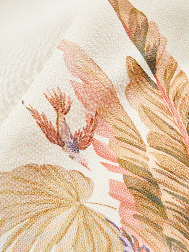 Belted Tropical Print Mid-Waist Shorts