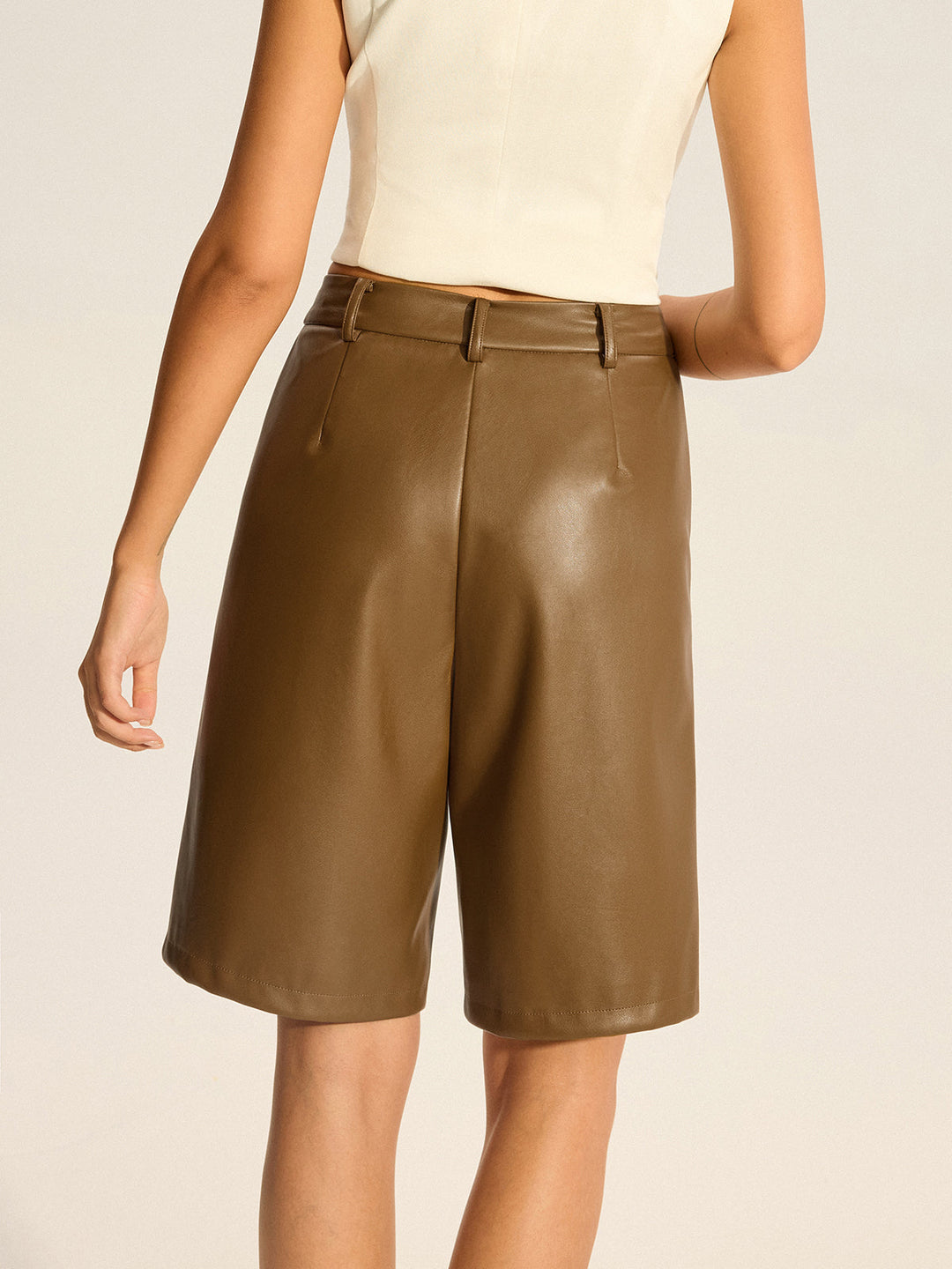 PU Leather Bermuda Shorts
