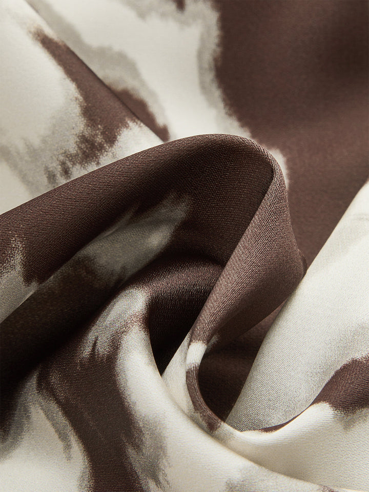 Satin Abstract Print Cowl Neck Cami Top