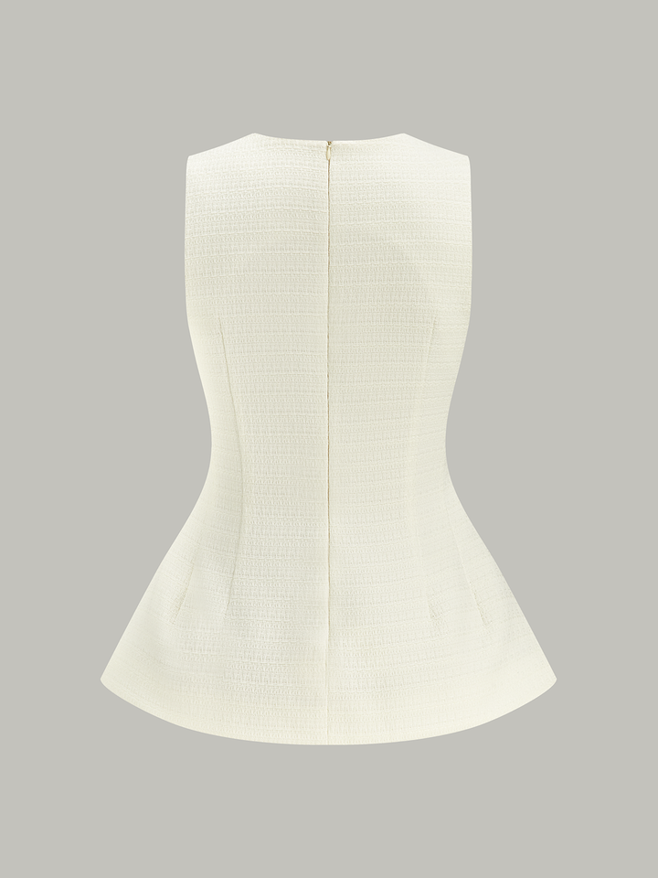 Textured V-Neck Peplum Top