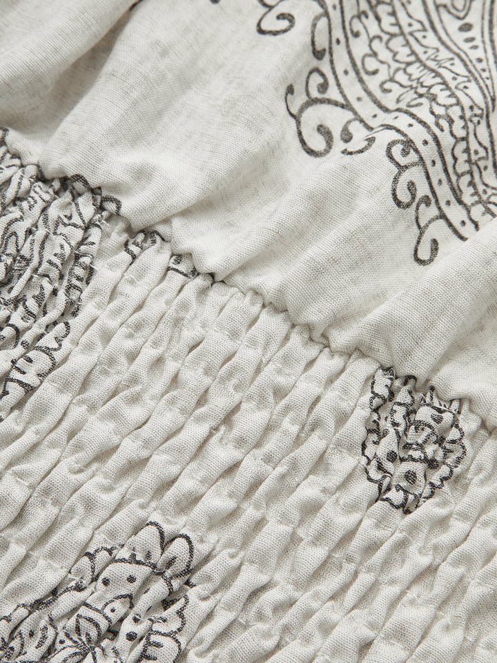 Boho Print Ruched Crop Top