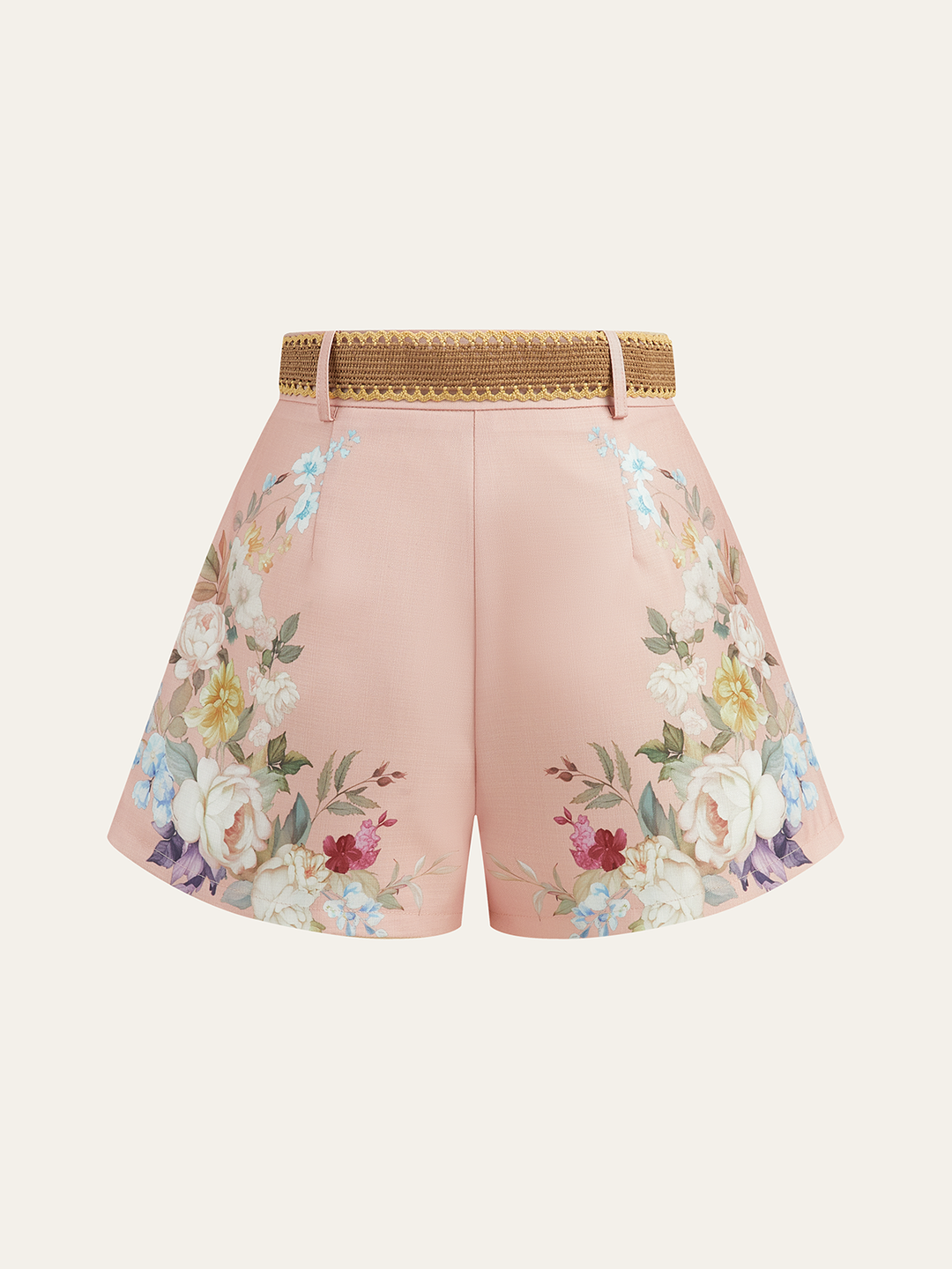 Floral Printed Belted Mid-Waist Shorts