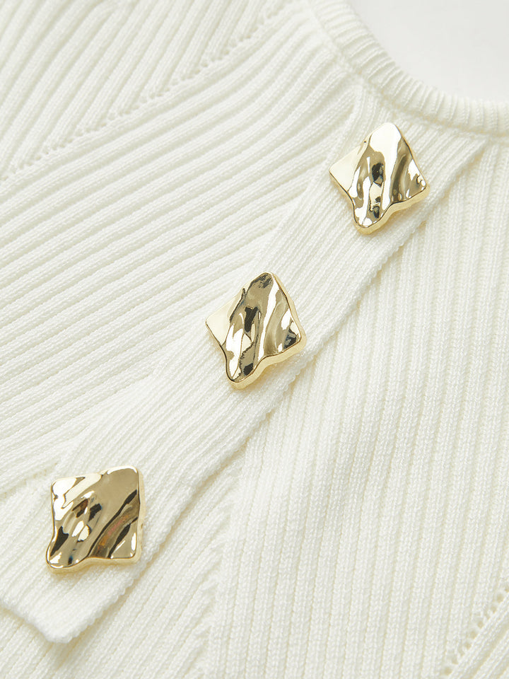 Ribbed Knit Metal Button Cami Top