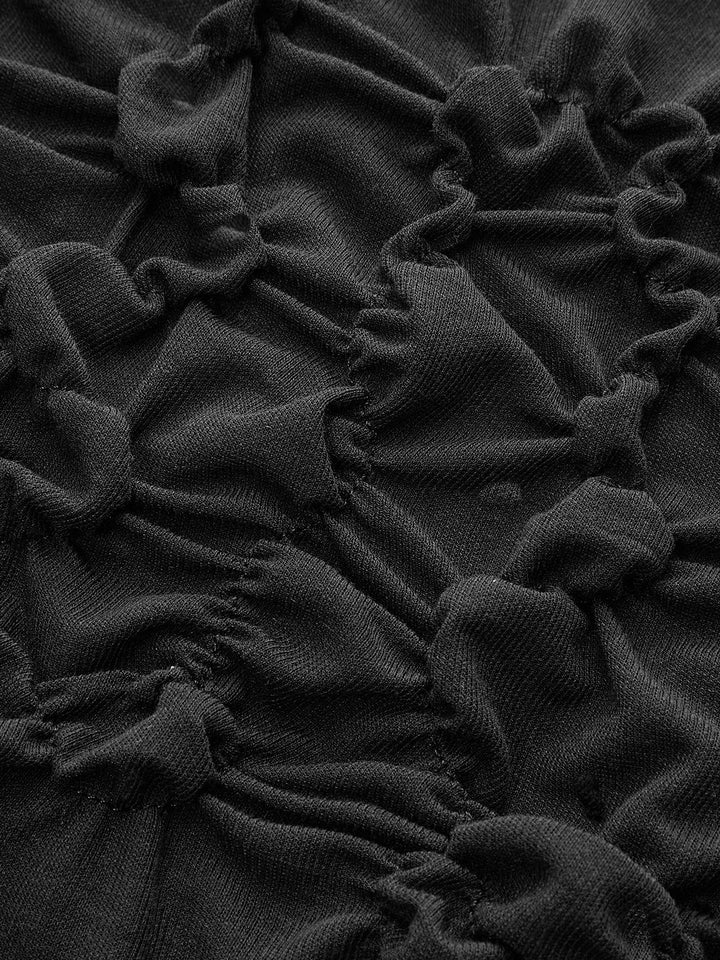 Semi-Sheer Lace-Trimmed Ruched Corset Top