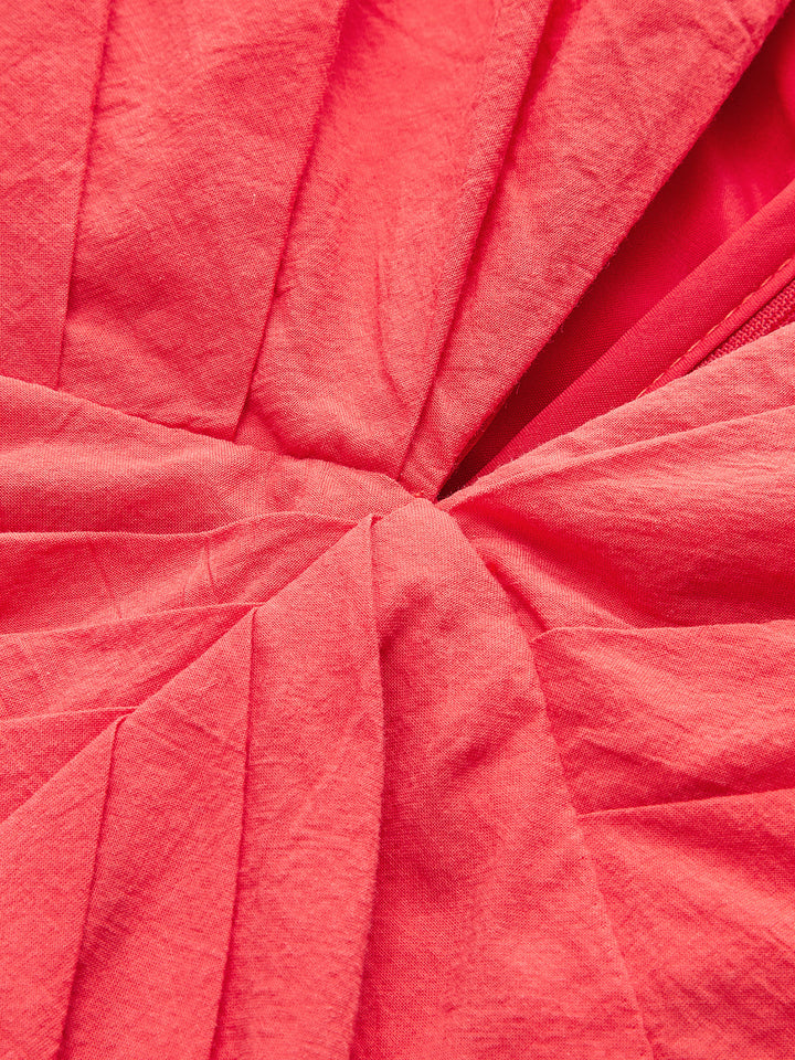 Cotton Deep V-Neck Peplum Top