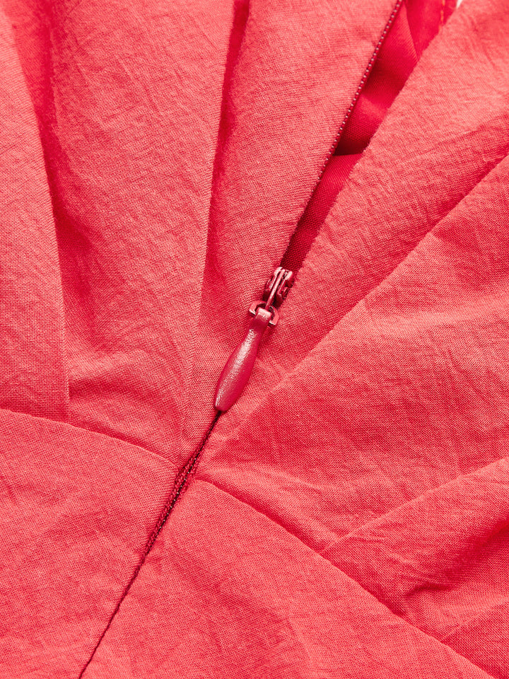 Cotton Deep V-Neck Peplum Top