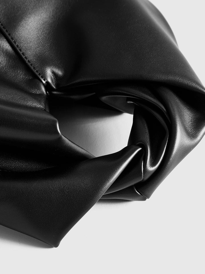 PU Leather Handbag with Twisted Top Handle