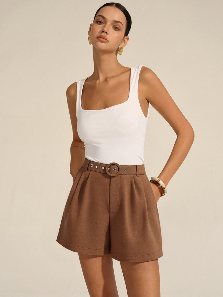 Belted Mid-Waisted Shorts