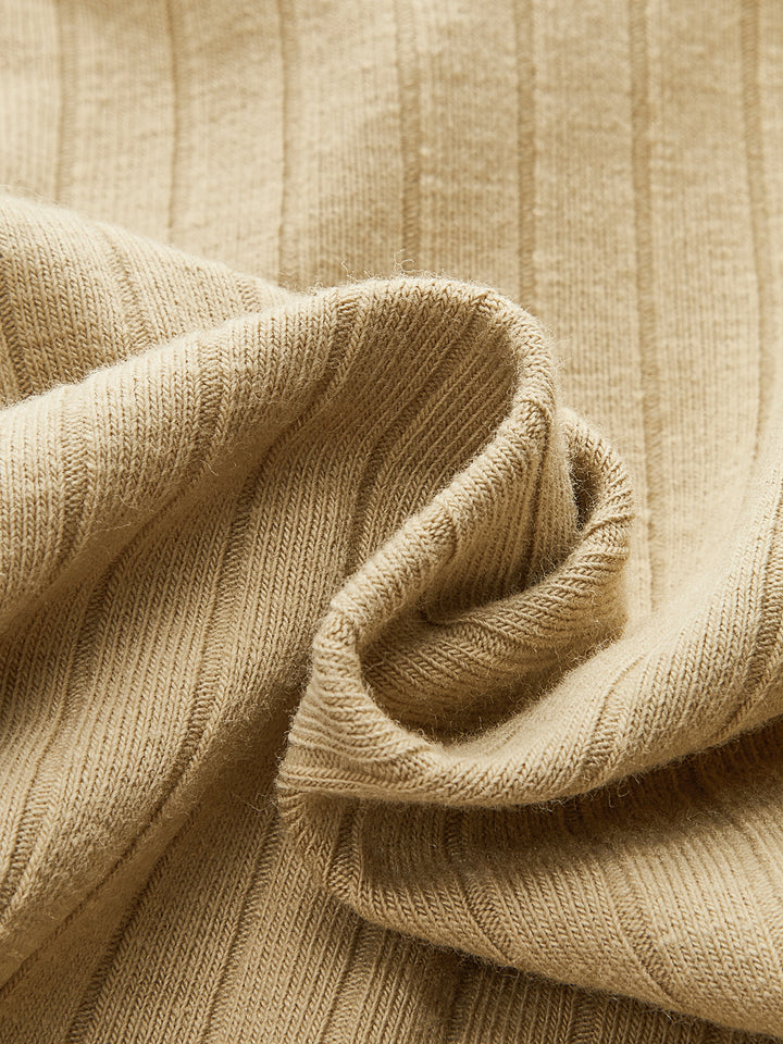 Ribbed Twist Front Long Sleeve Knit Top