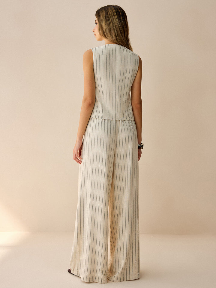 Striped Sleeveless Vest and Pants Set