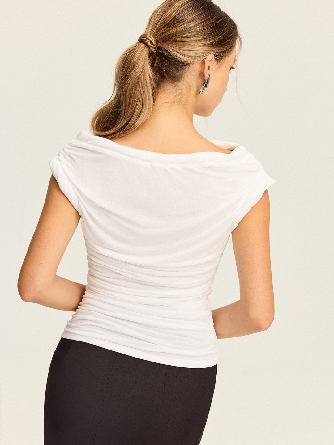 Draped Neck Ruched Top