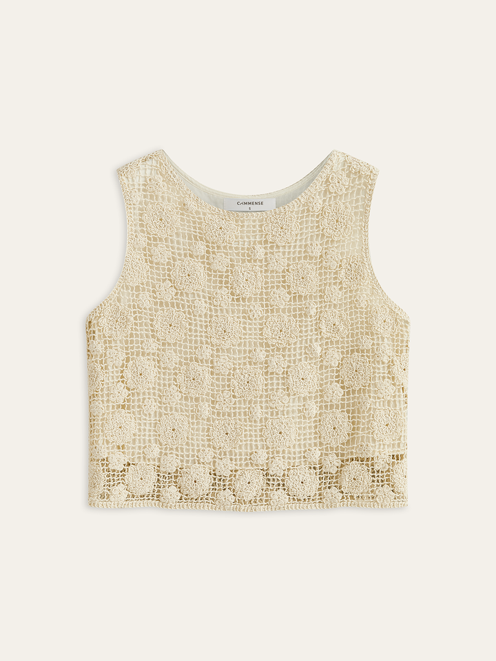 Floral Lace Sleeveless Shorts Set