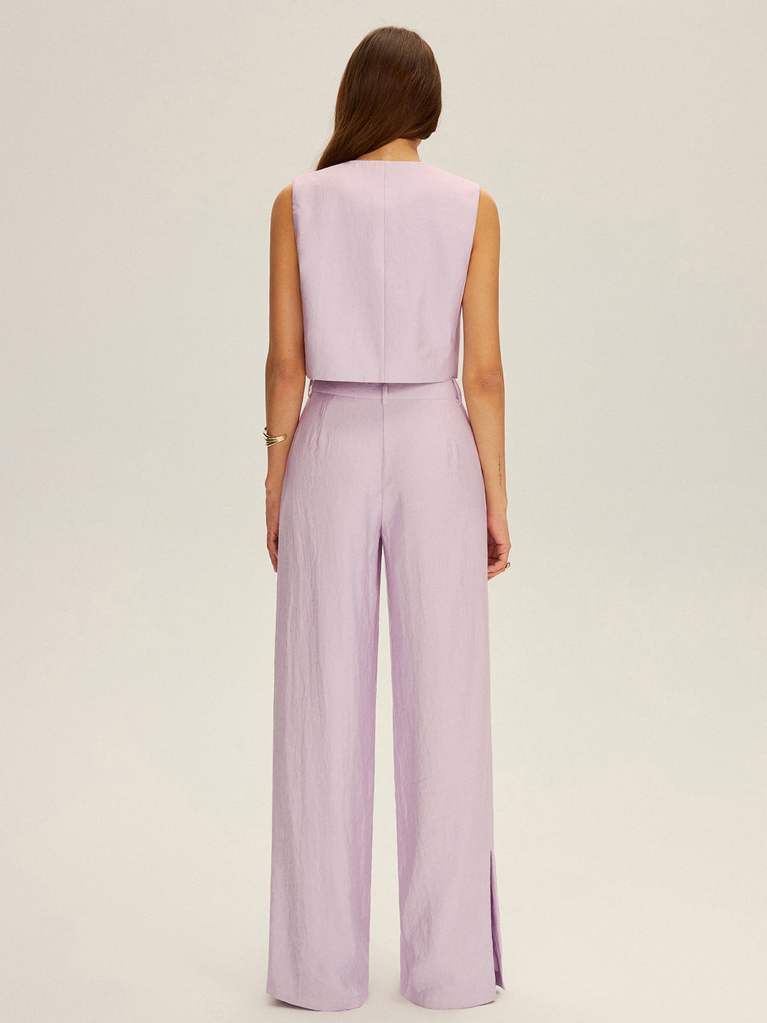 Sleeveless Crop Vest and Wide-Leg Pants Set