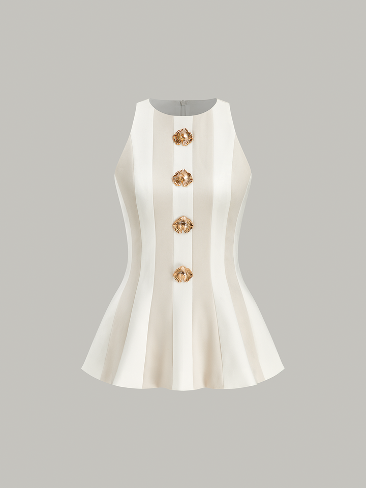 Striped Sleeveless Peplum Top