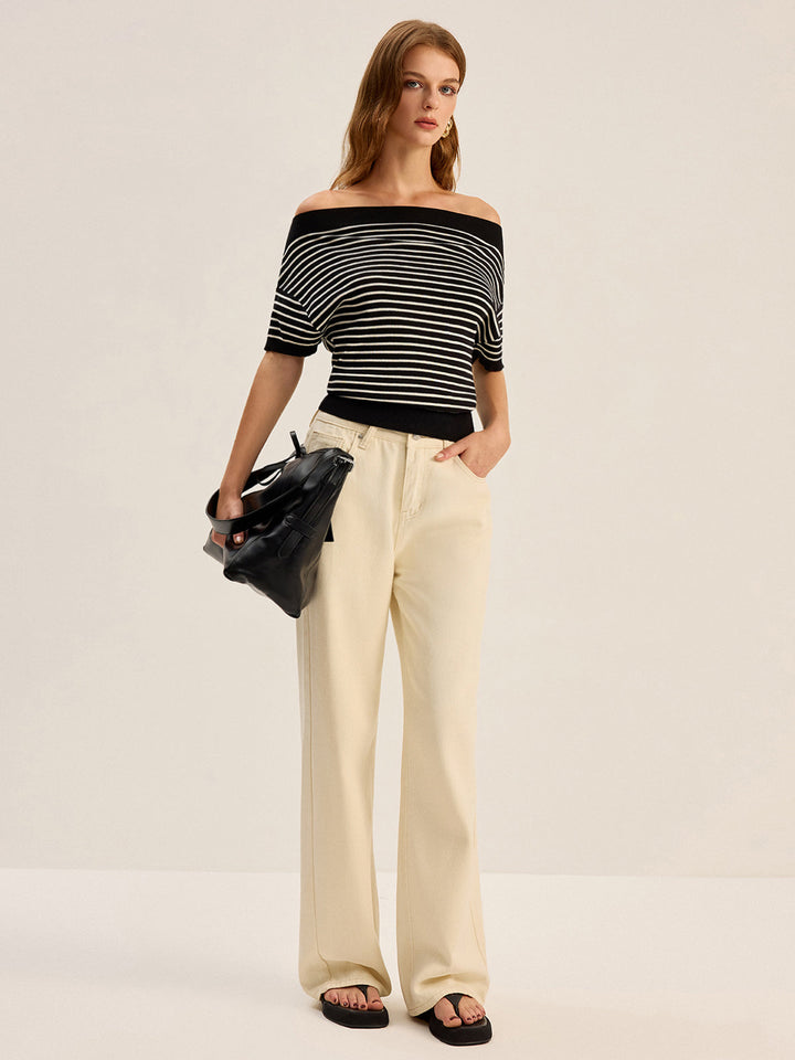 Striped Off-Shoulder Knit Top