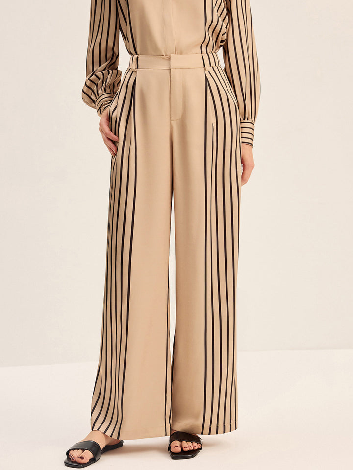 Striped Shirt and Wide-Leg Pants Set