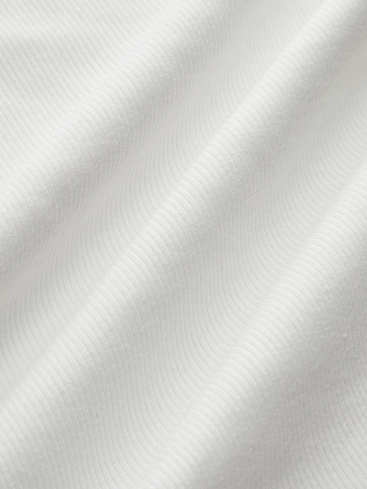 Ribbed Crew Neck Short Sleeve Cotton-Blend Top