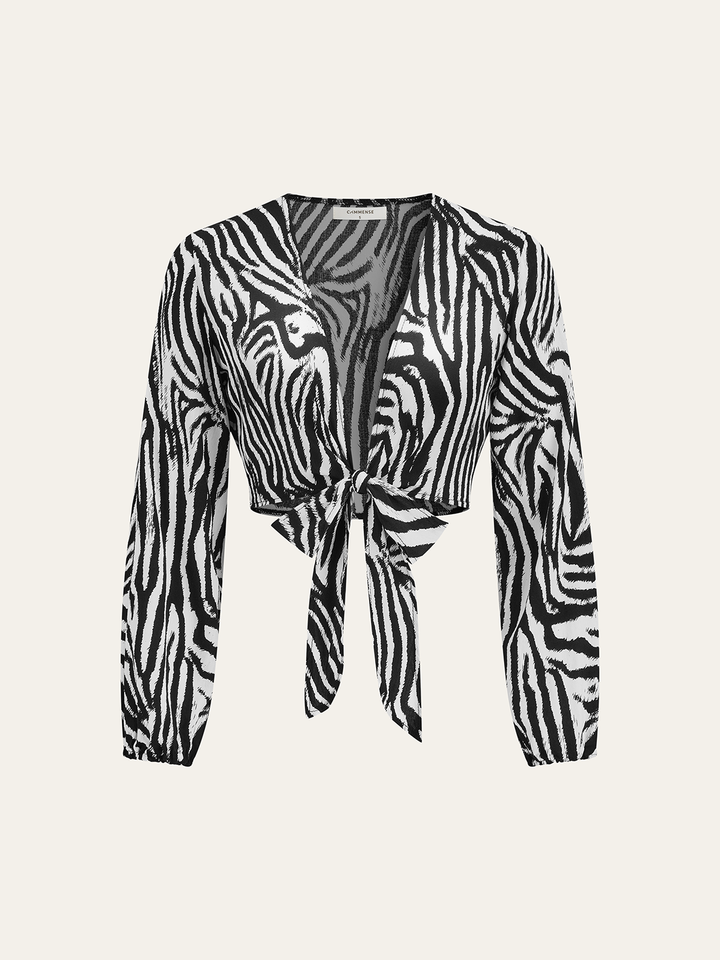 Zebra Print Tie-Front Top