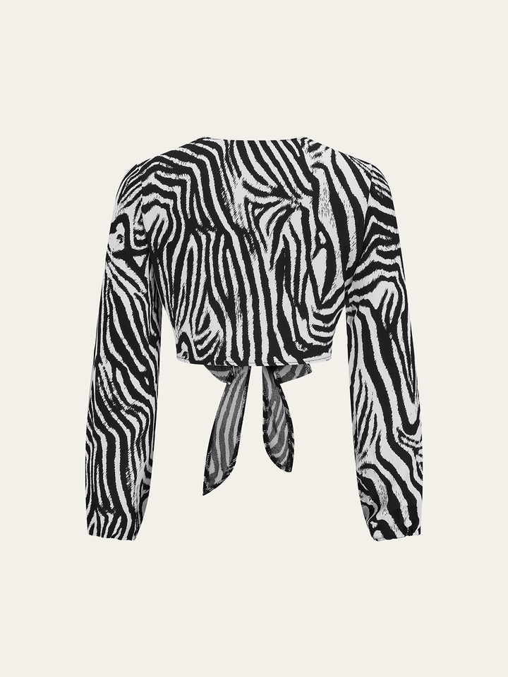 Zebra Print Tie-Front Top