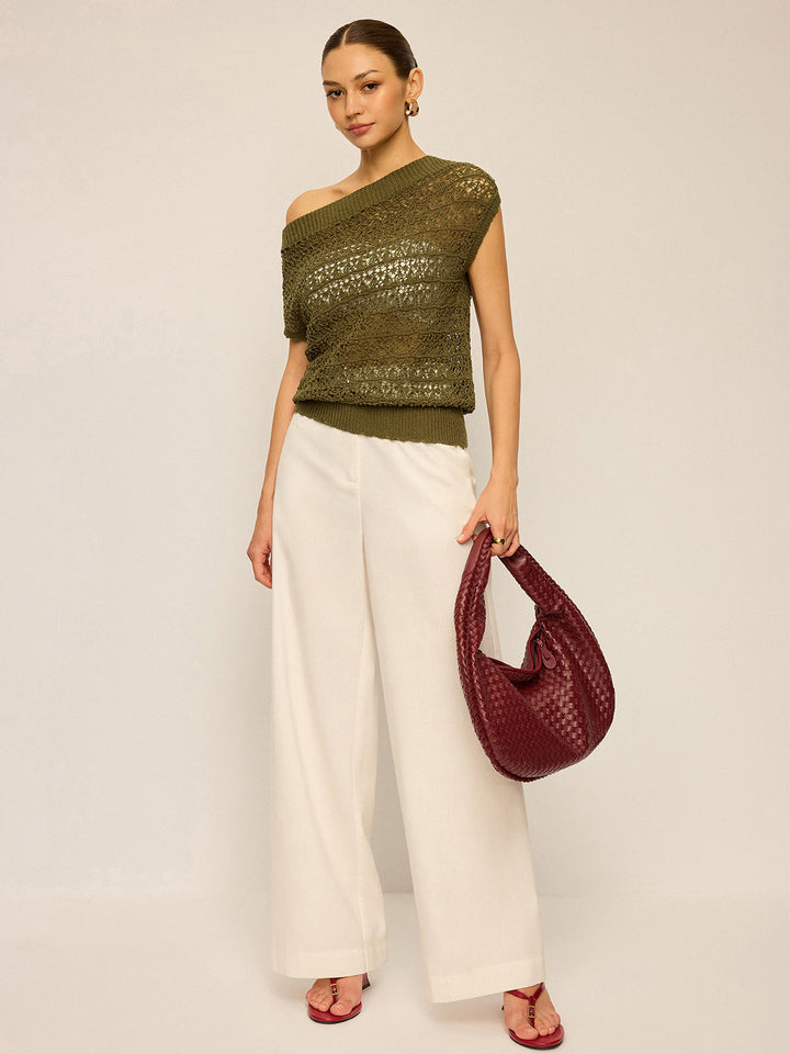 Crochet Knit Off-Shoulder Top