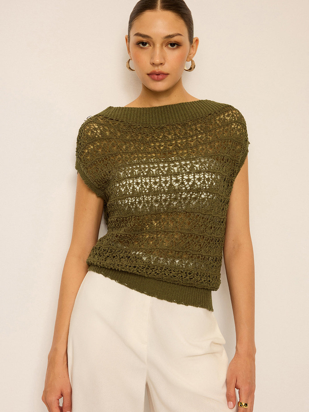 Crochet Knit Off-Shoulder Top