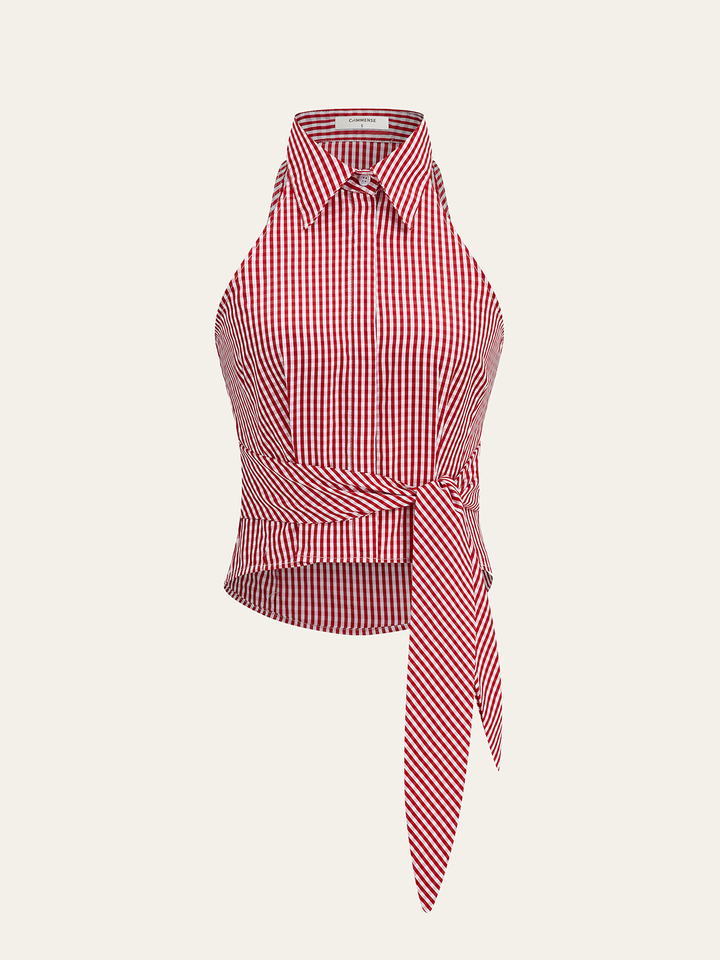 Striped Tie-Waist Crop Top