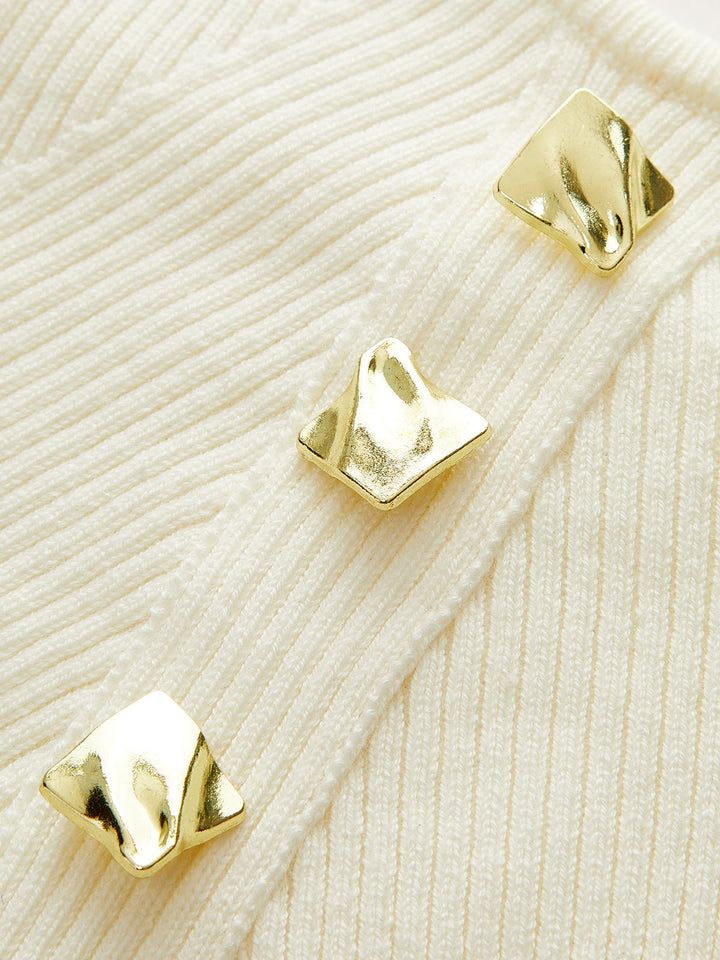 Ribbed Knit Metal Button Cami Top