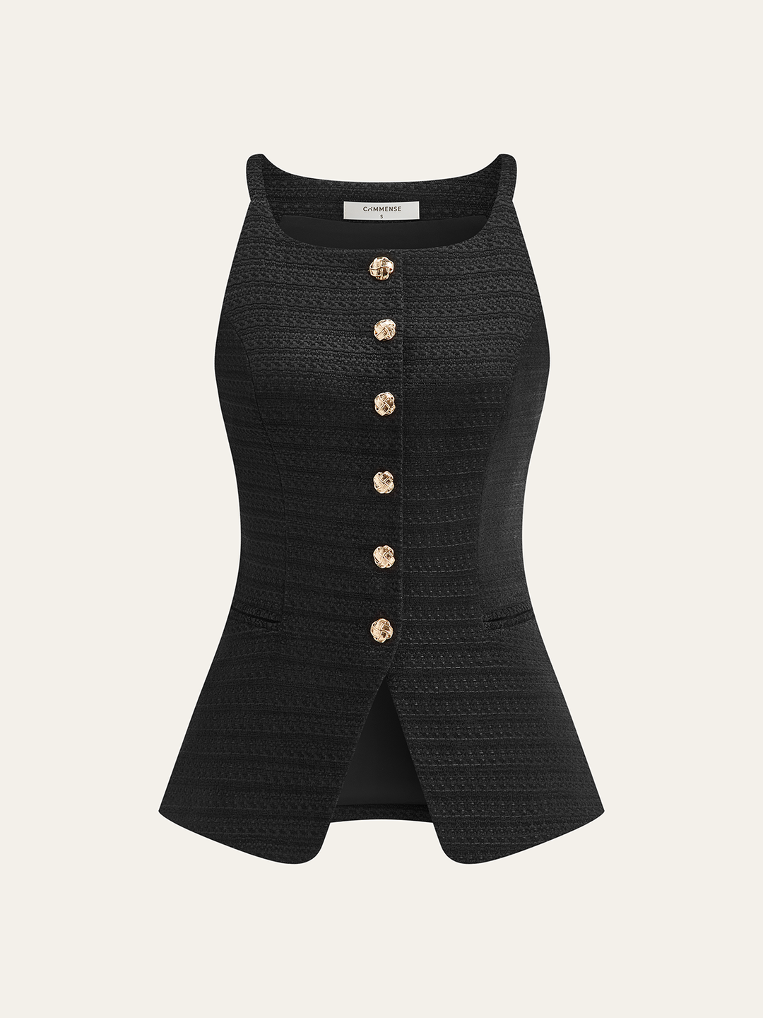 Pocketed Tweed Metal Button Shorts Set