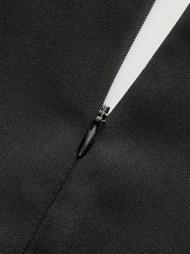 V-Neck Ruffle Hem Contrast Panel Top