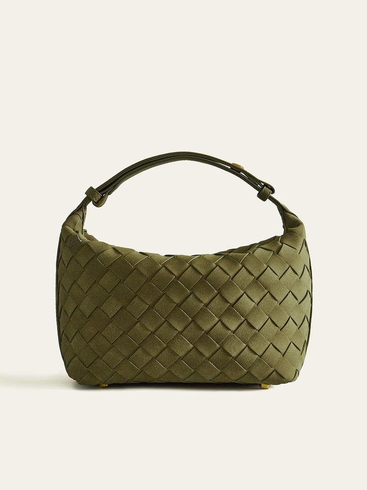 Woven PU Leather Top-Handle Bag