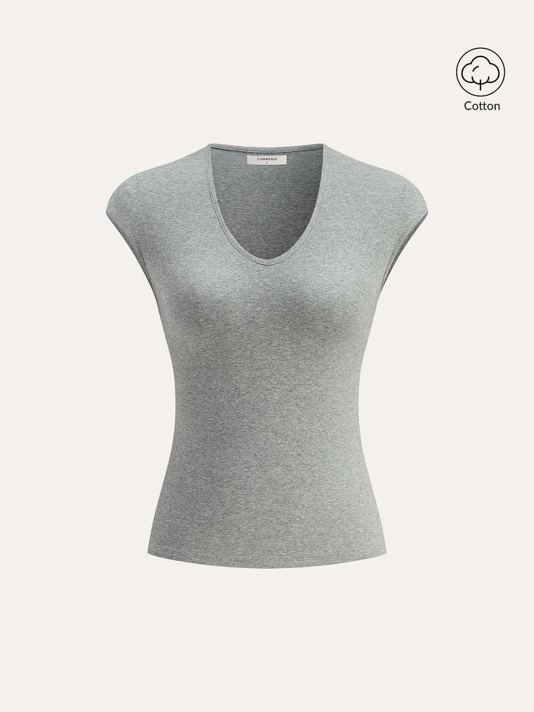 V-Neck Cap Sleeve Cotton-Blend Top