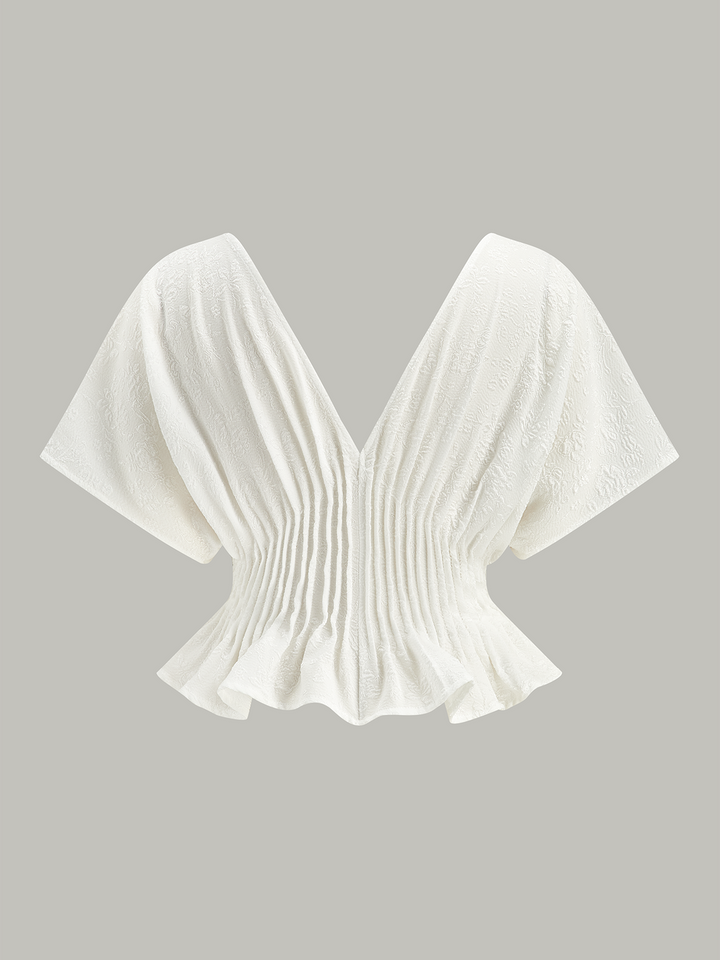 Textured Button Peplum Top