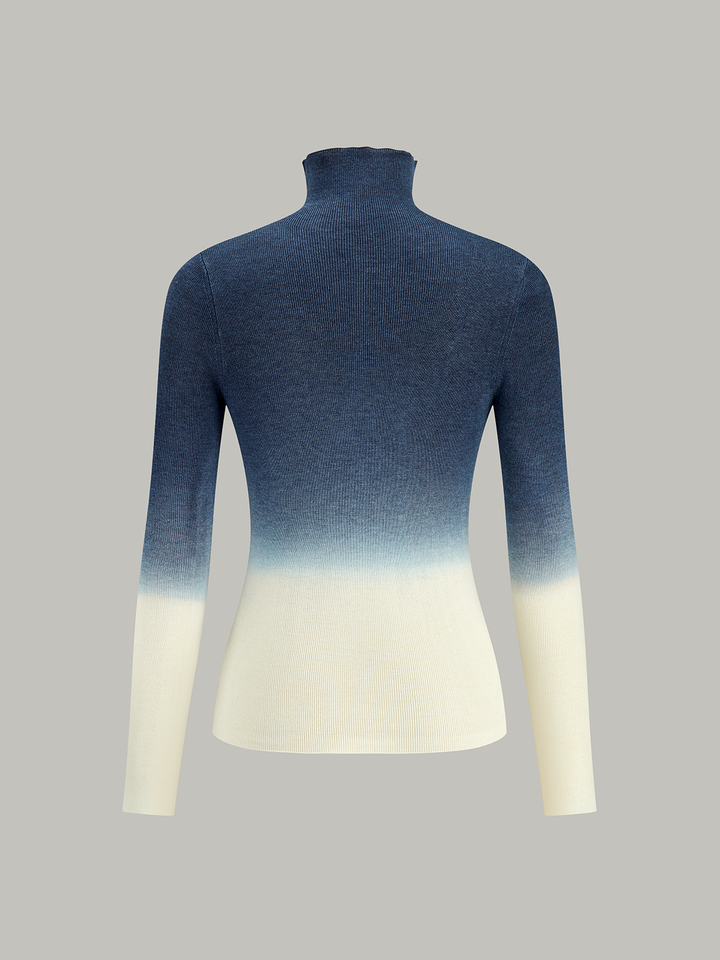 Wool-Blend Ombre Slim Knit Top
