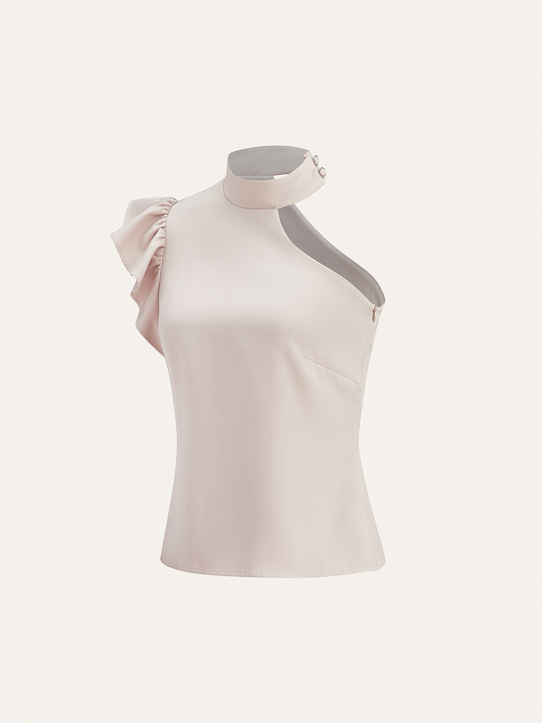 One-Shoulder Ruffled Top and Double-Button Pants Set
