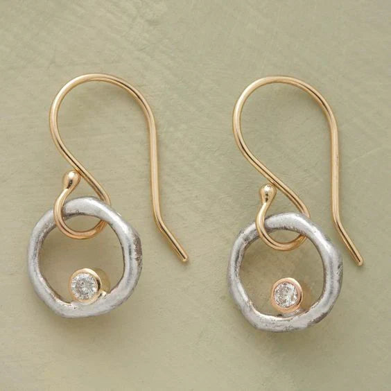 Vintage Gold And Silver Zirconia Earrings