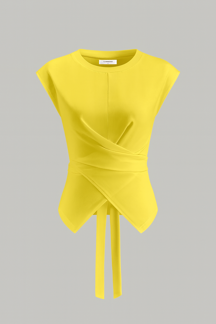 Wrap-Front Tie-Back Top